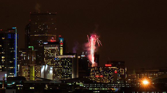 Denver Skyline Fireworks New Years eve
