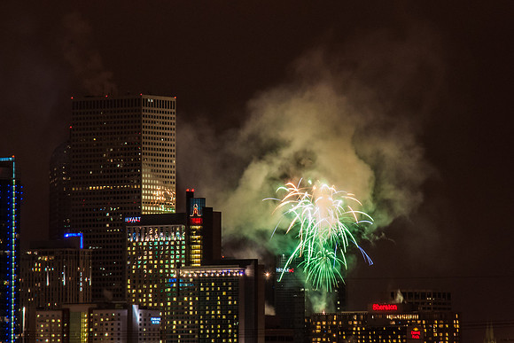 Denver Skyline Fireworks New Years eve