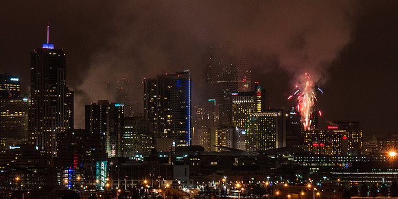 Denver Skyline Fireworks New Years eve